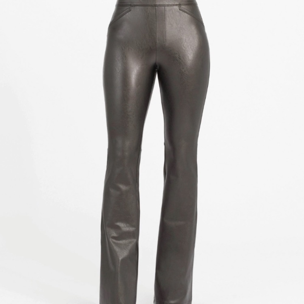 Leather like pull on flare pants by Spanx